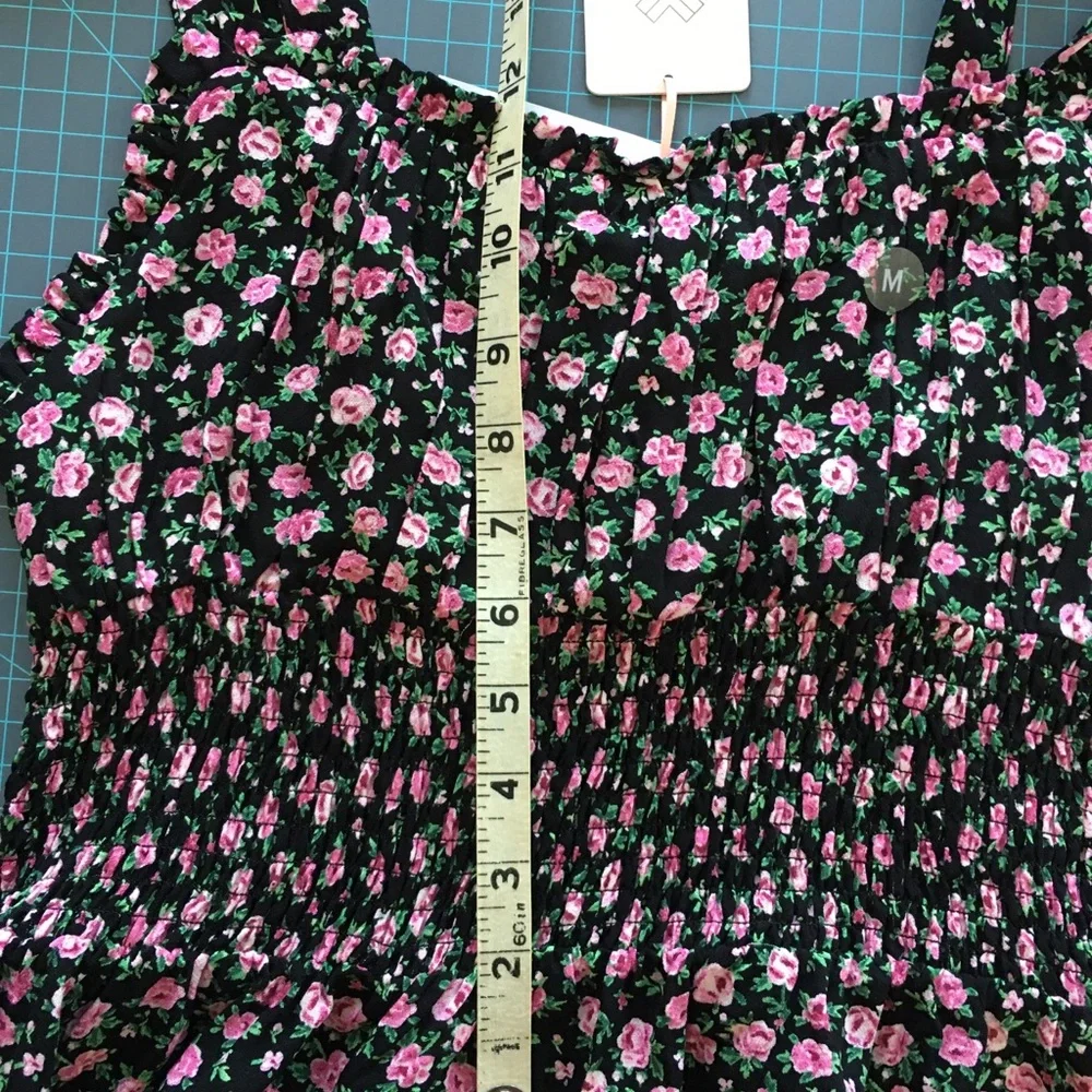 NWT! PacSun, Lottie Moss, Black Top with Pink Rose Floral Print - Picture 8 of 9